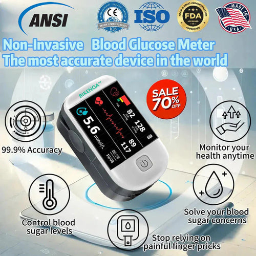 2025 Hot saleš„Official Authentic Product: BIKENOA⢠Fingertip Optical Glucose Sensor Monitor-99.9% Accuracy + Exclusive Gift ā
ANSI Approved