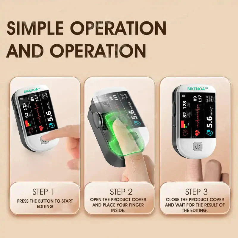2025 Hot saleš„Official Authentic Product: BIKENOA⢠Fingertip Optical Glucose Sensor Monitor-99.9% Accuracy + Exclusive Gift ā
ANSI Approved